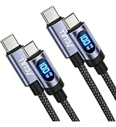 2 Pack USB C to USB C Cable, 100W LED Display Fast Charging Cable (6.6 FT) | Nylon Braided USB C ...