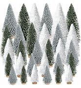 Yahpetes Artificial Mini Christmas Trees, 30 Pcs Sisal Snow Pines in 5 Sizes, Crafting Displaying...