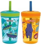 Nuby Thirsty Kids Super Sipper No-Spill Toddler Cup with 360° Silicone Valve &amp; Swivel Straw - (2 ...
