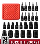 Torx Bit Socket and Female External Socket Set 24PCS, LLNDEI 10 Star Socket Bits (T8-T40)&amp; 14 Fem...