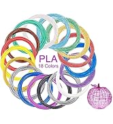 Kretrum 3D Pen Filament Refills 18 Colors, 3D Printing Pen PLA Filament 1.75mm,Each Color 4M, Toa...