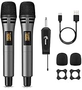TONOR Wireless Microphones, UHF Dual Karaoke Microphone System, Microfonos Inalambricos with Rech...