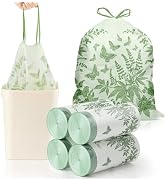 6-8 Gallon 100pcs Drawstring Trash Bags, Green Strong Trash Bags 8 Gallon with Cute Butterfly Pri...