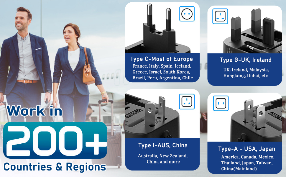 wordwide universal travel adapter, EU travel power plug adapter