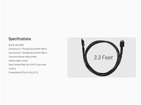 LetLinkSo Gen4 PCIe 4.0 Oculink SFF-8611 Connector