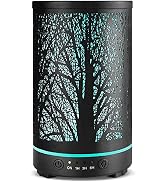 INRORANS Matte Black Metal Tree 200ml Essential Oil Diffuser Aromatherapy Diffuser with Intermitt...