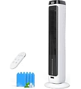 PNTCK 41" Evaporative Air Cooler, Bladeless Tower Fan Cooling Fan with 3 Speeds &amp; 5 Modes, Ice Pa...