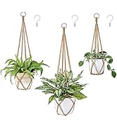 Dahey Macrame Plant Hanger Set of 3 with Hooks Indoor Hanging Planter Basket 35"/29"/23" Handmade...