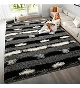 Woottpe 4x6 Feet Area Rugs for Living Room Bedroom,Gray and White Machine Washable Soft Fluffy Sh...