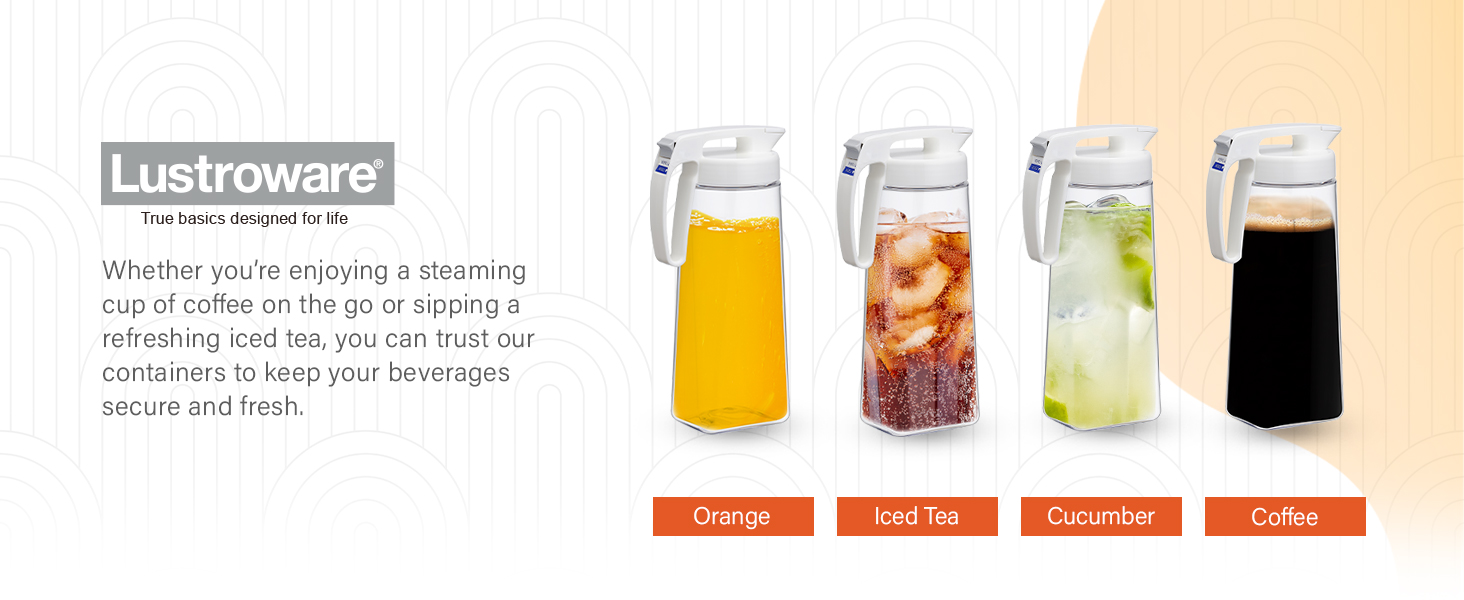 Lustroware QuickServe Airtight 2.1L Pitcher for Making Coffee, Tea and Juices, 2.1Liters, Clear