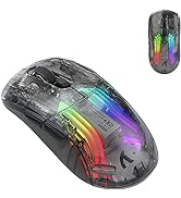 Wireless Gaming Mouse Bluetooth Dual Mode Transparent Clear RGB Lighting Mechanical Ergonomic Rec...