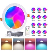 Smart Recessed Lighting 6 Inch, RGBCW Color Changing Canless Recessed Ceiling Lights, Dimmable Re...