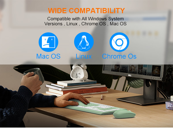 Wireless Keyboard and Mouse Combo, Full Size Silent Ergonomic Keyboard Mouse