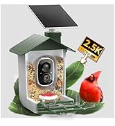 COOAU 5MP Smart Bird Feeder with Camera, Faster Solar Powered Charging, Outdoor Birdhouse Cam wit...