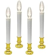 4 Pack Christmas Window Candles with Sensor Dusk to Dawn, 7.75" Teardrop Flameless Candle Lamp wi...