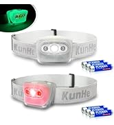 KunHe Headlamp, Glow in Dark, White Red Light, 7 Modes, AAA Batteries, Adjustable, Pivoting Head,...
