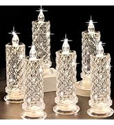 SupBri Rose Shadow LED Flameless Candles, 6PCS Romantic Battery Operated Candles Led Pillar Candl...
