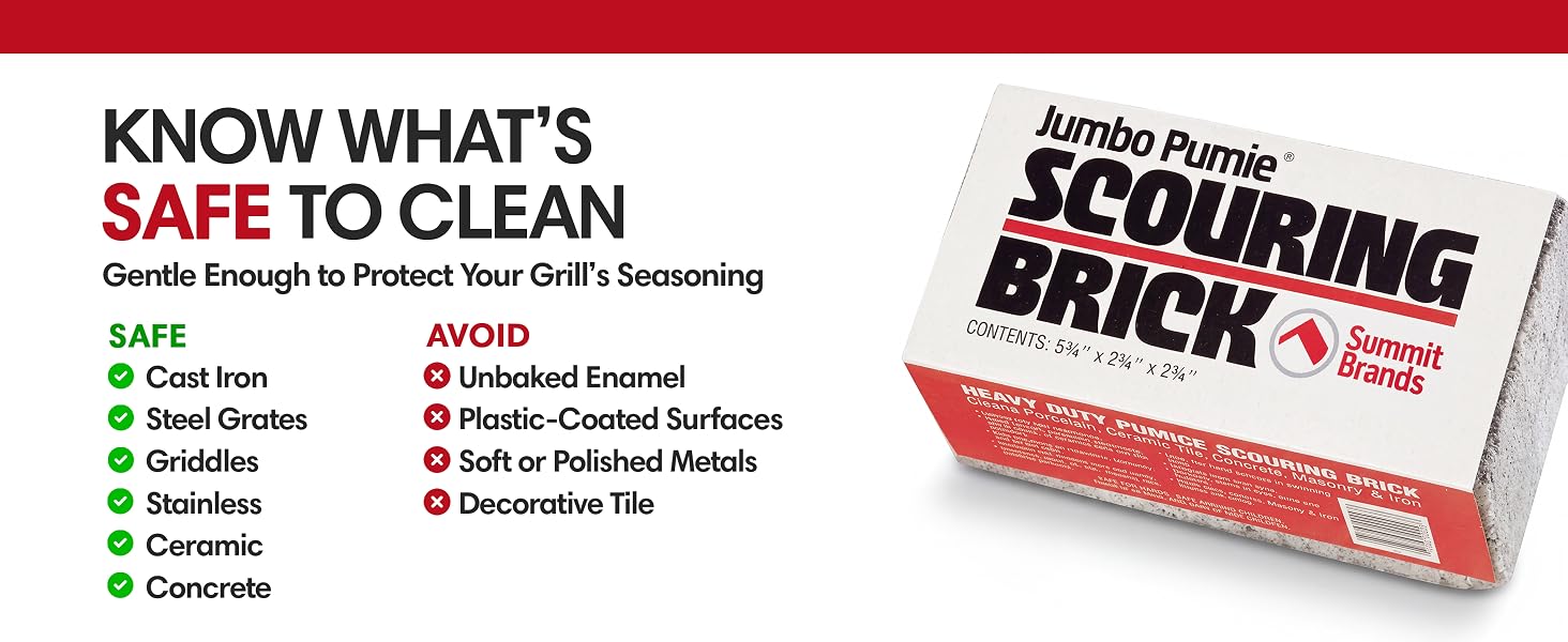 PUMIE Jumbo Scouring Brick, Large Scale Heavy Duty Pumice Cleaning Brick for Flat Top Grill