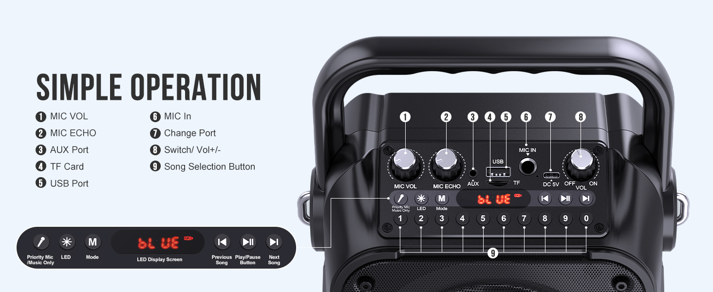 Karaoke Machine Mini Karaoke Machine Portable Bluetooth Speaker Karaoke Machine for Adults LED Night