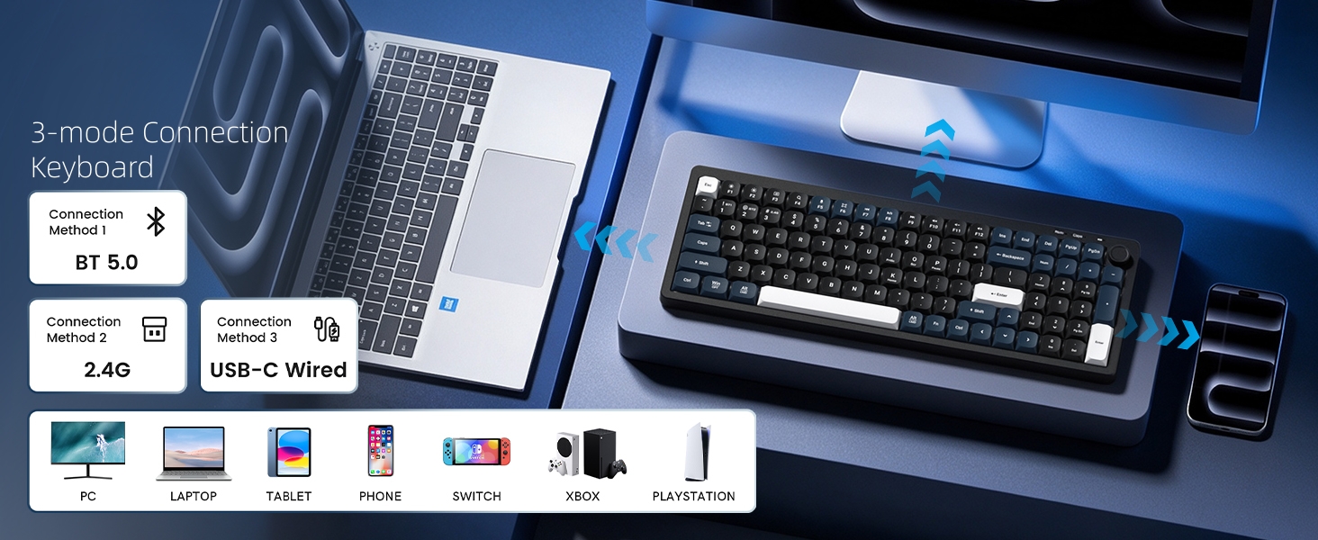 Wireless Low Profile Keyboard Membrane Quiet Keyboard with Number Pad