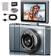 4K Digital Camera for Photography 64GB Sd Card 64MP Autofocus Anti-Shake Vlogging Camera for YouT...