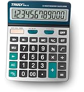 TRULY 12-Digit Desktop Calculator with Large Display, Big Buttons, Brushed Metal Finish, Dual Pow...