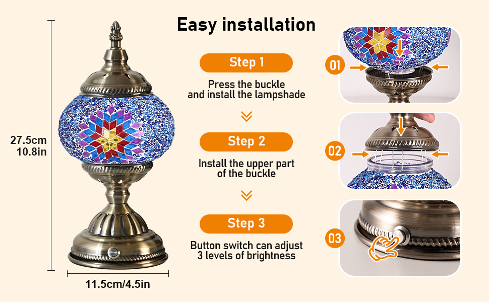 Caelumslvd Portable Turkish Bronze Base Table Lamp with 6000mAh Battery