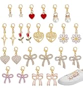PH PandaHall 48pcs Shoe Charms for Sneakers Gold Shoes Decoration Charms, 12 Styles Bowknot Flowe...
