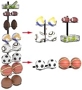 8 Tier Detachable Wall Mounted Basketball Rack, Vertical/Horizontal Football Holder, DIY1/2/3/4 S...