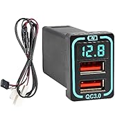 Anina QC3.0 USB Car Charger for Toyota, 18W Dual USB Port Powered by Cigarette Lighter with Digit...