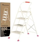 Step Ladder Foldable Folding Stool - for Home Adults Kitchen 4 Stepping Extension Tall Heavy Duty...