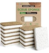 12 Count Plant-Based Kitchen Sponges, Compostable Cellulose Sponge, Biodegradable Sponges for Dis...