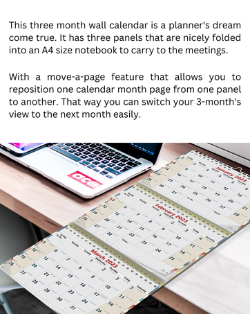 3 month wall calendar 2023