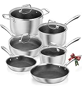 KOCH SYSTEME CS Triply Stainless Steel Cookware Set 10PCS, Nonstick Hybrid Pots and Pans Set, Non...