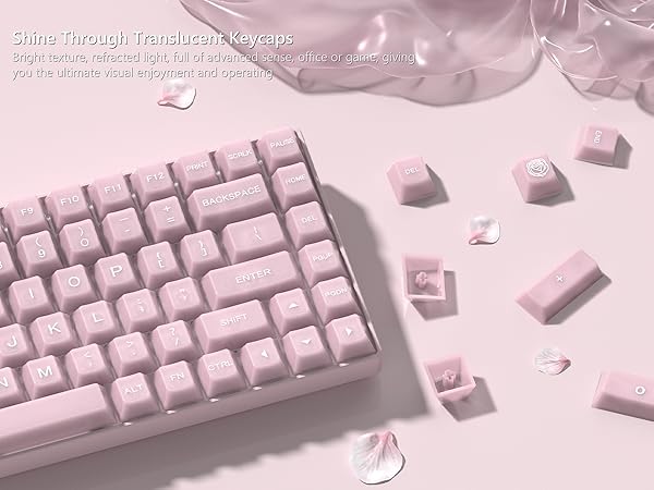 Keyboard Keycaps Jelly, Clear Cute Keycaps, Transparent Pink Custom Key Cap