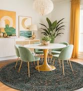 Washable Round Area Rug for Living Room, Soft Round Rugs 6ft Non Slip with Rubber Backing, Vintag...