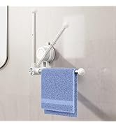 WISFISSH Towel Holder with Suction Cup,Adjustable Length Angle Towel Rack with Aluminum Rod,Sturd...