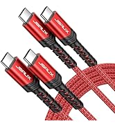 JSAUX 100W USB C to USB C Cable (2-Pack, 6.6ft), USBC Type C Charge Cord 5A Fast Charging Compati...