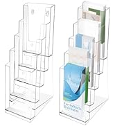 TMWEFUSC 2 Pack Acrylic Brochure Holder 5 Tier Clear Brochure Display Flyer Holder 4.2"x11.3" inc...