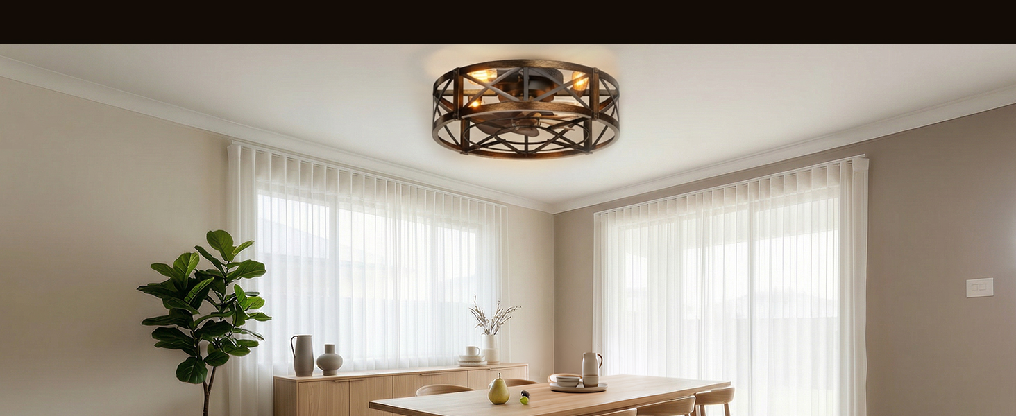 Caged Ceiling Fan with Light and Remote