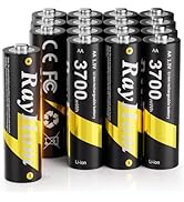 16 Pack AA Lithium Rechargeable Batteries, 3700mWh High Capacity, 1.5V Constant Output, 1600+ Cyc...