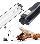 T8 UVB Reptile Light Fixture HO UVB Bulb Lighting Combo Kit with 18 Inch 15 Watt UVB 10.0 Fluores...