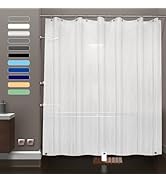 ZEMAHOME Frosted Plastic Shower Curtain Liner, 72x72 Inch Thin Lightweight Plastic Semi-Transpare...