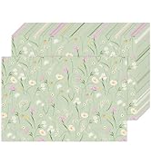 Bayson 50 Pack Disposable Floral Paper Placemats Summer Flower Green Table Place Mats for Dinner ...