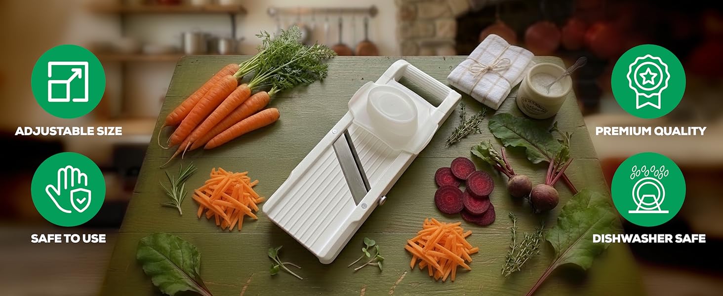 Benriner Mandoline Super Slicer, with 4 Japanese Stainless Steel Blades