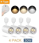 VANoopee 3-Color 30W H Track Lighting Heads Dimmable Bright LED Track Lighting Fixtures Accent Ta...