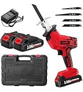 FULLYEA Cordless Reciprocating Saw, 0-3500 RPM Electric Saws with 4 Blades &amp; 2*2.0Ah Batteries, T...