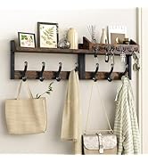 Evermagin 29" Coat Rack Wall Mount with Shelf, 4 in 1 Coat and Key Hanger with 11 Metal Hooks, En...