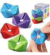 WSEJK Sensory Fidget Toys, 4PCS Textures Sensory Flip Cube Quiet, Silicone Anxiety Relief for Aut...