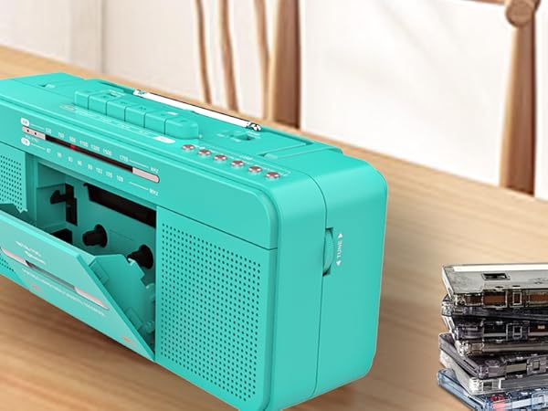 cassette player recorder with bluetooth usb player retro green
